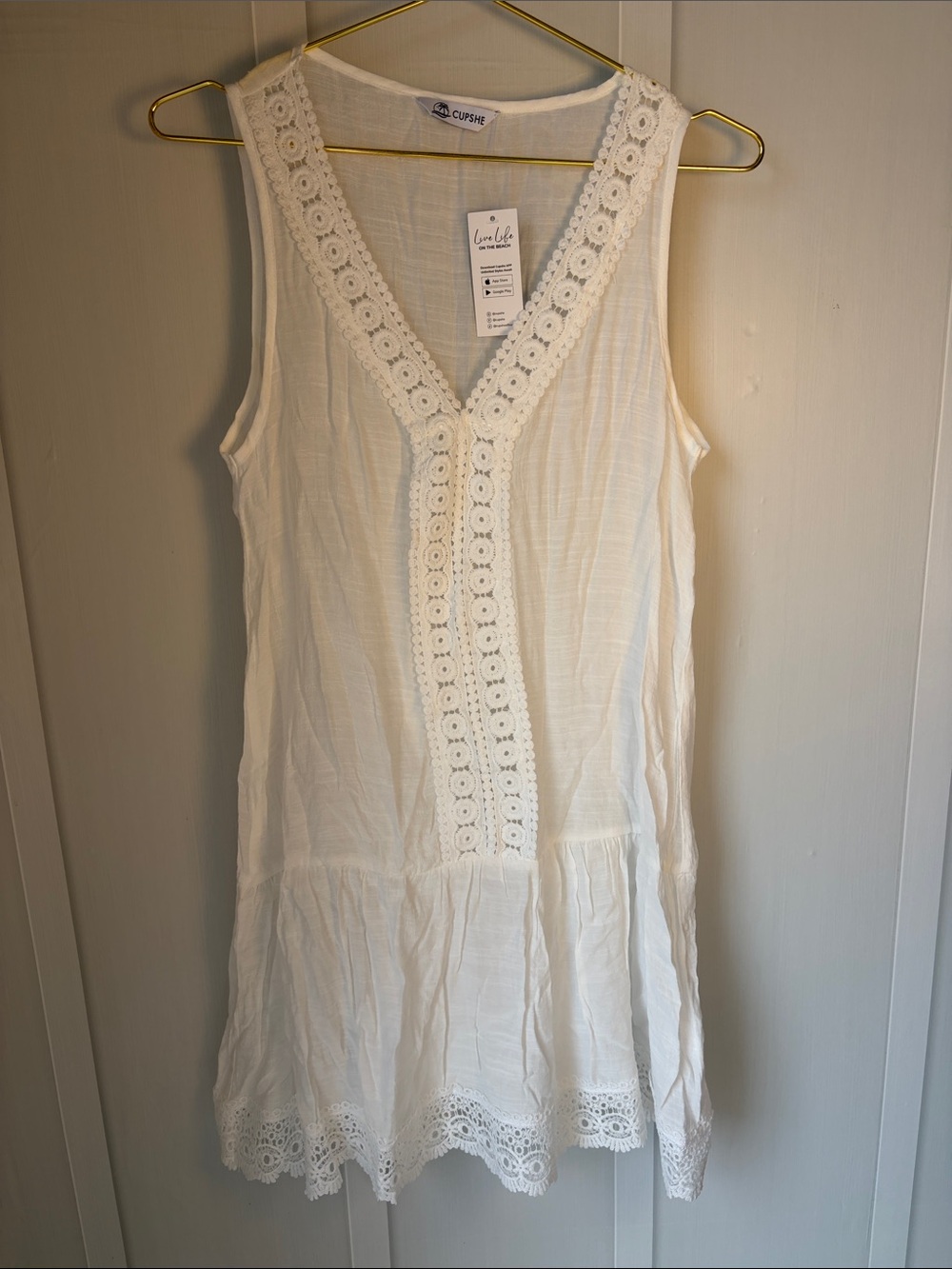 Cupshe White Crochet V-Neck Sleeveless Tunic